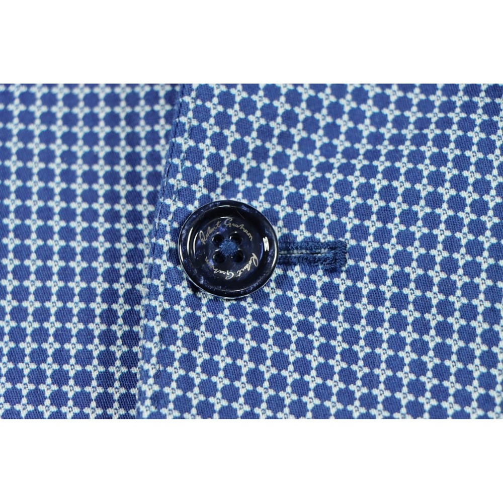 Robert Graham Mens Blue Geometric Micro Print Size 46 Sport Coat Blazer Jacket - Picture 8 of 9